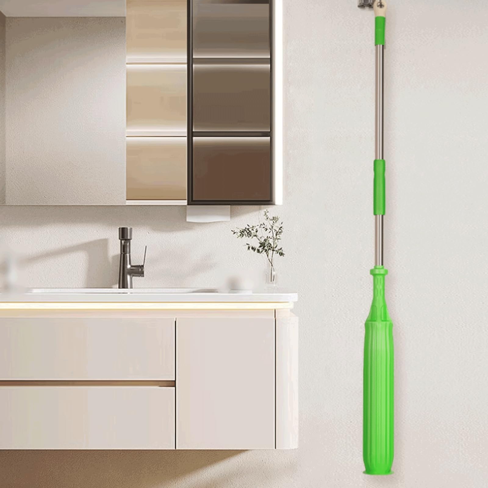 Riutilizzabile Mop Portatile in Acciaio Inossidabile con 1 Testa in Fibra di mop Mop riutilizzabili in Corda Mop per Pulizia autocompressivo per la Pulizia del Pavimento Rimovibile