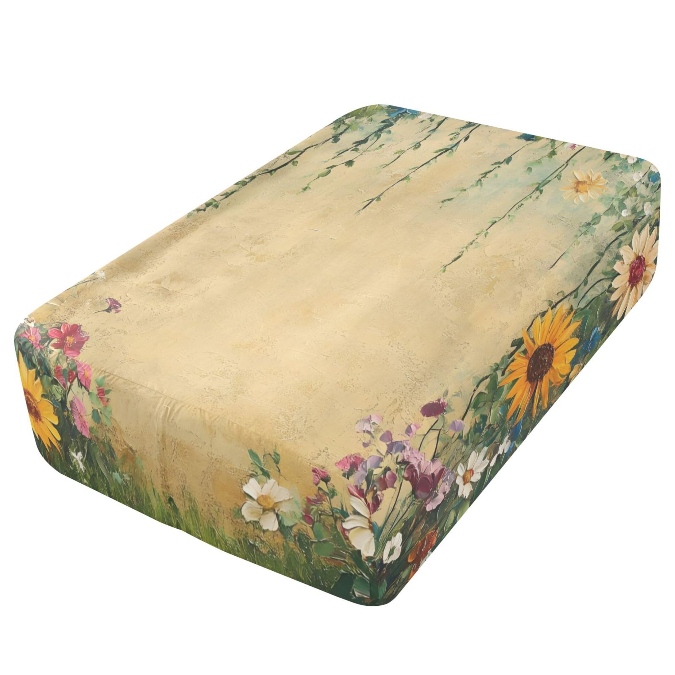 Garden Wildflowers Sábana bajera individual para colchón de aire, bolsillo extra profundo de 24 pulgadas, funda suave y transpirable con apertura de válvula de cremallera para cama de aire