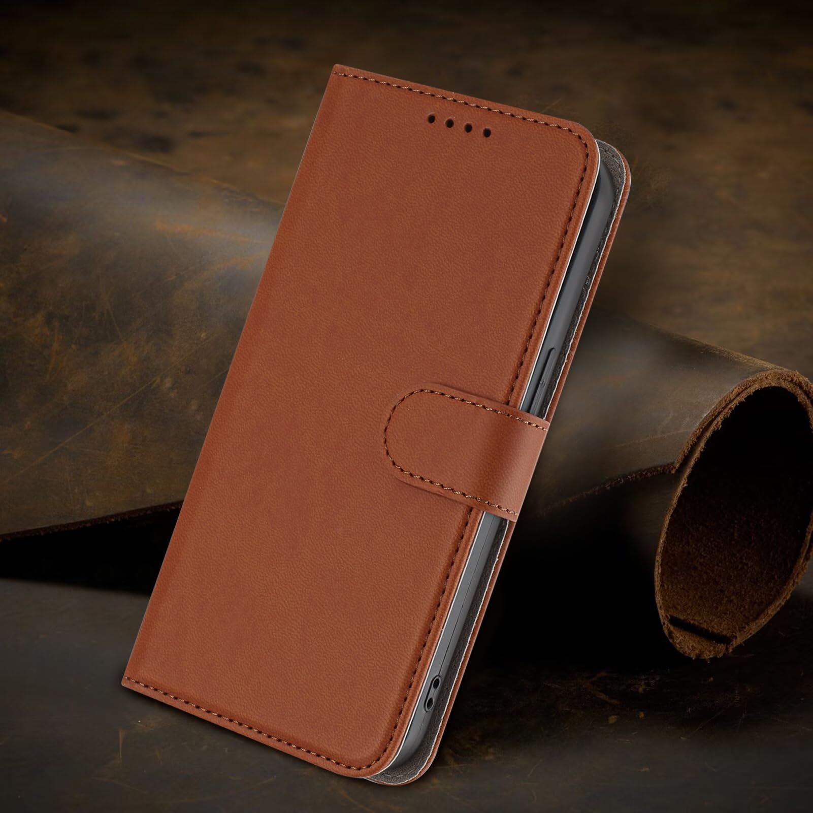 Wallet Case for Xiaomi Redmi Note 4,Premium PU Leather Flip Cover with Card Slots and Kickstand,Shockproof Protective Folio Shell-Brown