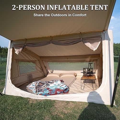 Miniatura 6 de TOMOUNT Tienda inflable de la lona con la bomba, fácil instalación explota la tienda para acampar