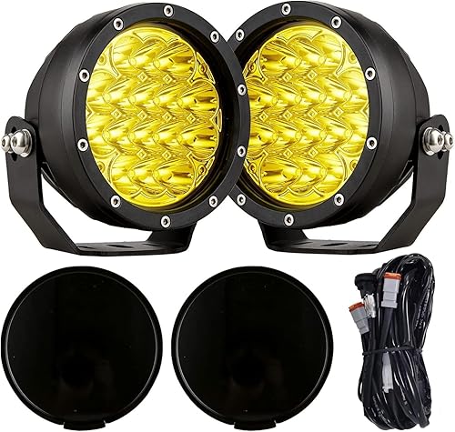 BIGLION.X Par de luces LED redondas ámbar de 5 pulgadas, 160 W, 18800 lúmenes, luces antiniebla de conducción súper brillantes, impermeables, con