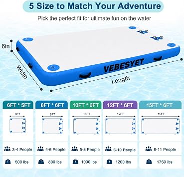 Inflatable Floating Dock Platform with Soft Ladder