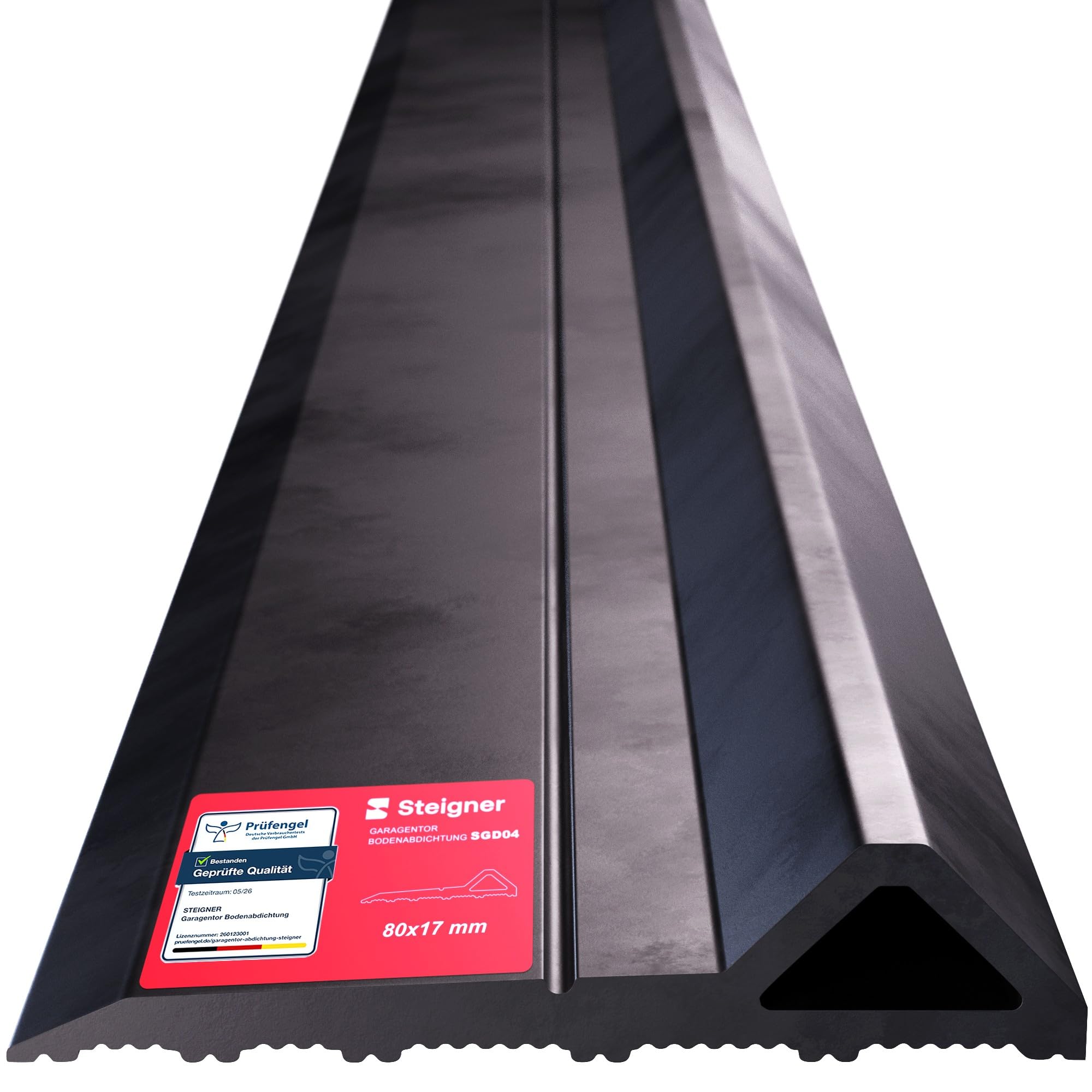 STEIGNER Garagentor Dichtung unten Premium-EPDM 2,5m passend für Hörmann | wasserdicht Zugluftstopper | wetterfest UV-beständig SGD04