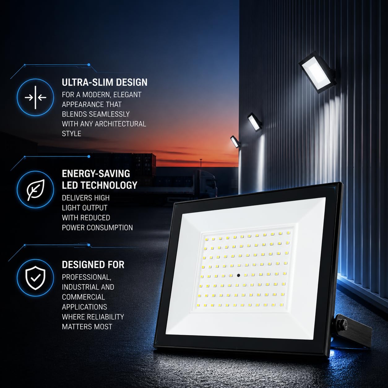 V-TAC Faro LED da Esterno 100W - [ E-SERIES - Alte Perfomance, Bassi Consumi ] - 8150 Lumen - Super Slim Design - IP65 - Proiettore per Casa, Garage, Magazzino - Impermeabile - Luce Naturale 4000K