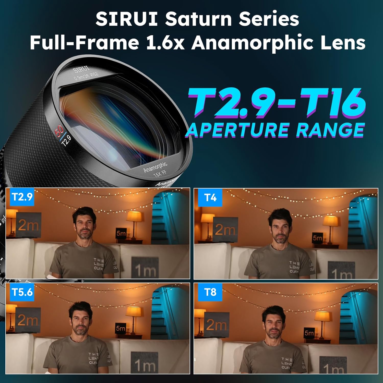 SIRUI Saturn 50mm T2.9 1.6X Full Frame Carbon Fiber Anamorphic Lens, Cine Lens for RF Mount Cameras, Less Than 500g (Neutral Flare)