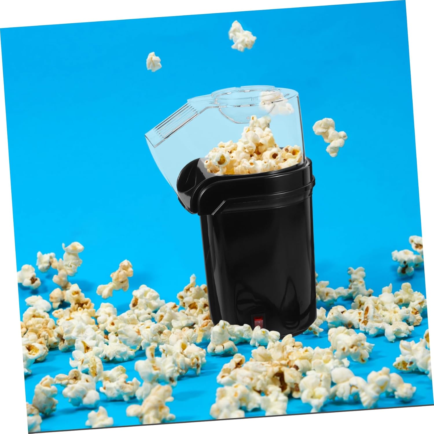 TIDTALEO 110V Mini Electric Hot Air Popcorn Maker Automatic Popcorn Machine with Scoop for Home Parties and Movie Nights Quick and Healthy Snack Maker Black