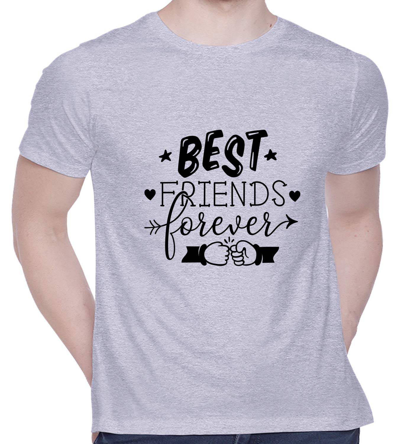 CreativiTGraphic Printed T-Shirt for Unisex Best Friends Forever - BFF Design Tshirt | Casual Half Sleeve Round Neck T-Shirt | 100% Cotton | D00443-179