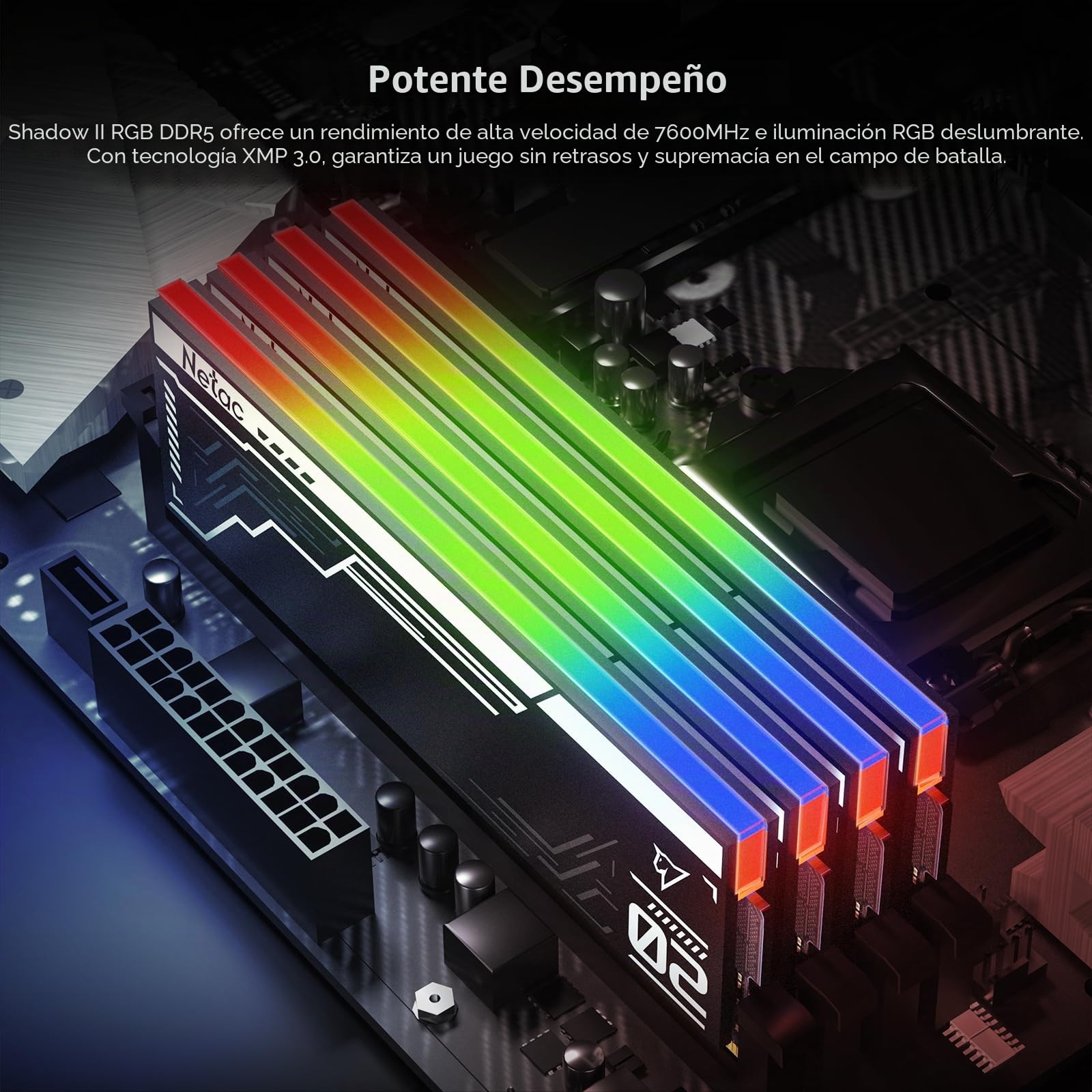 Netac Memoria RAM DDR5 RGB de 32 GB (2 x 16 GB) 6400 MHz (PC5-51200) CL32, para ordenador de sobremesa para XMP 3.0, color negro