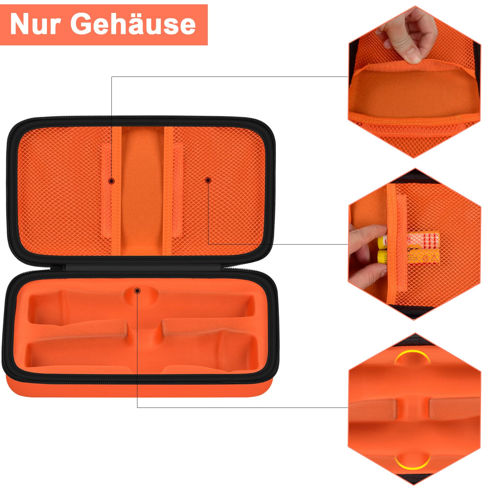 Kabelloses Mikrofongehäuse Kompatibel mit JBL Wireless Two Mikrofon System, Handheld Dual Mic Reisetasche zum Singen oder Karaoke für Empfänger, Adapter, AA Batterien-Schwarz (Nur Box) (orange)