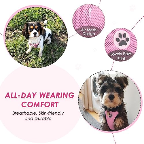 Miniatura 3 de Lukovee Cinturón de seguridad para perro, arnés ajustable para perros grandes, medianos y pequeños, cinturón de seguridad de malla suave acolchado y