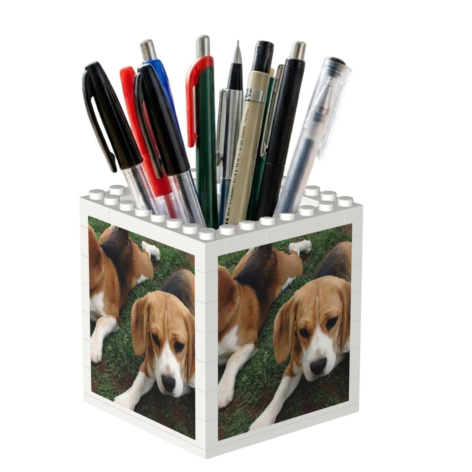 Poadnly Beagle Puppies, Pen Pot Pencil Holder for Office Home School, Compact Desk Organiser for Office Stationery