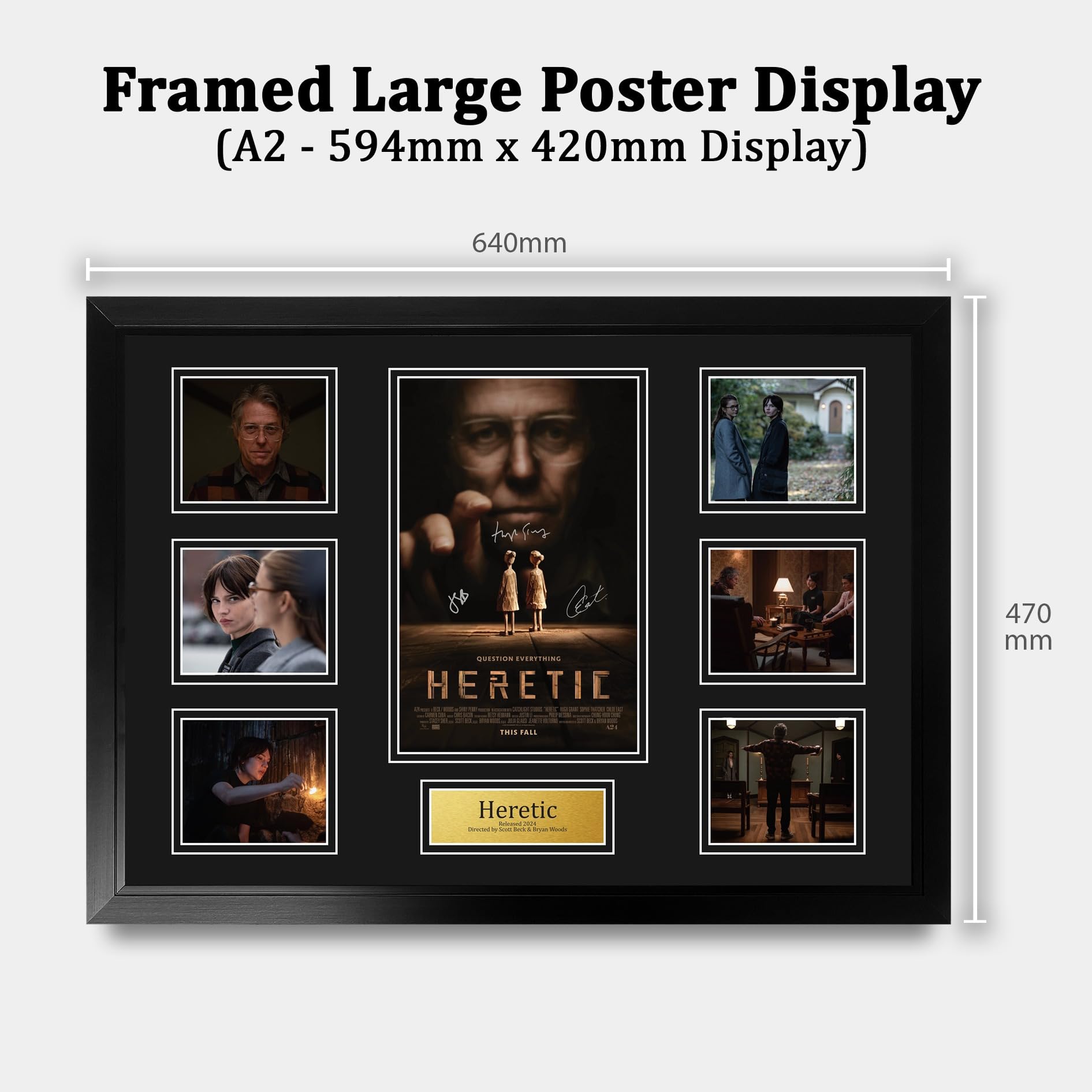 HWC Trading Heretic Podpisany Plakat Filmowy A2 Deluxe w Ramie