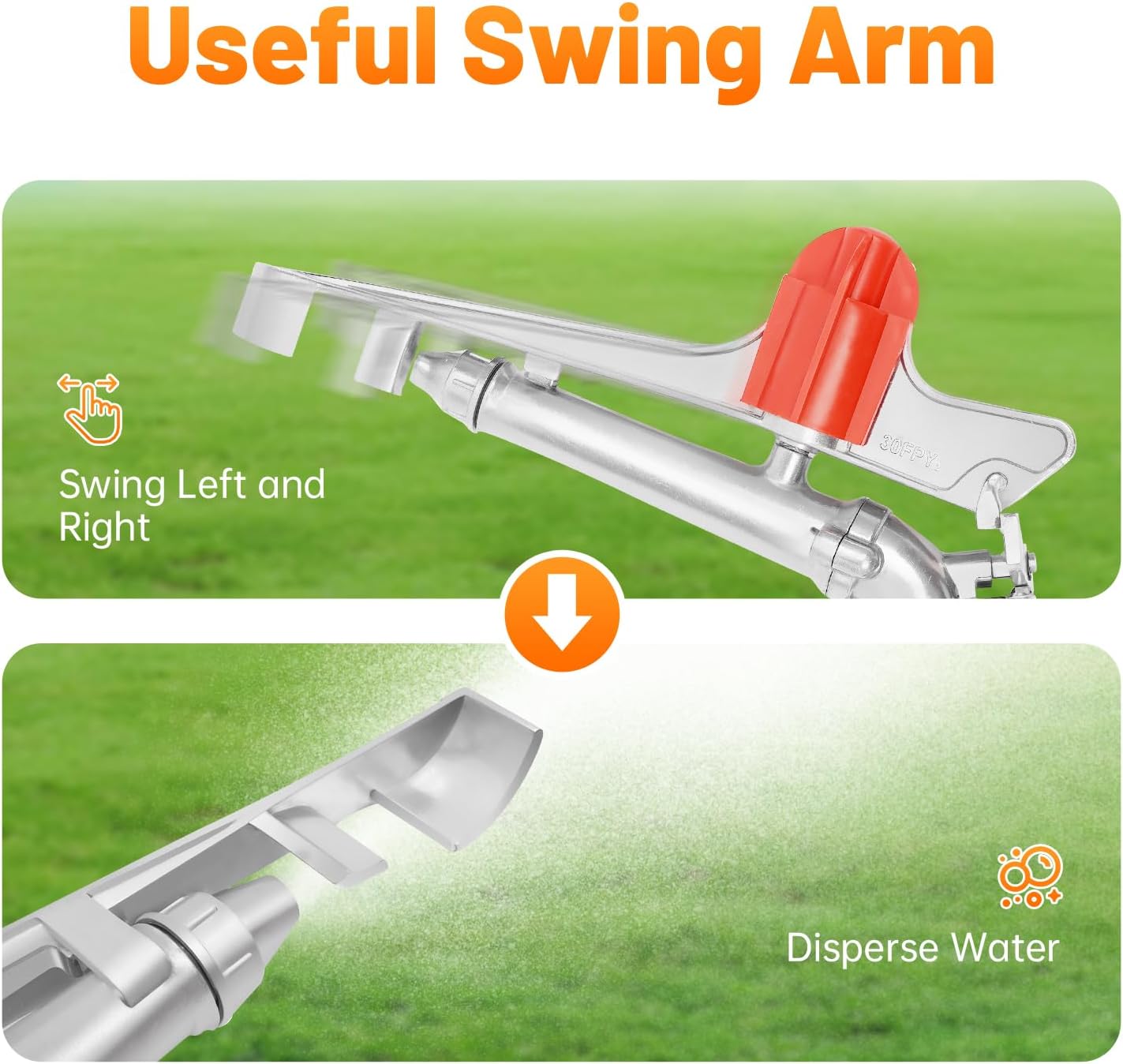 1.5" Agriculture Farm Irrigation Sprinkler, Large-Area Lawn Sprinkler Irrigation Spray Gun, 360°Adjustable Large-Scale Industrial Sprinkler Irrigation Spray Gun for Garden Farm Lawn