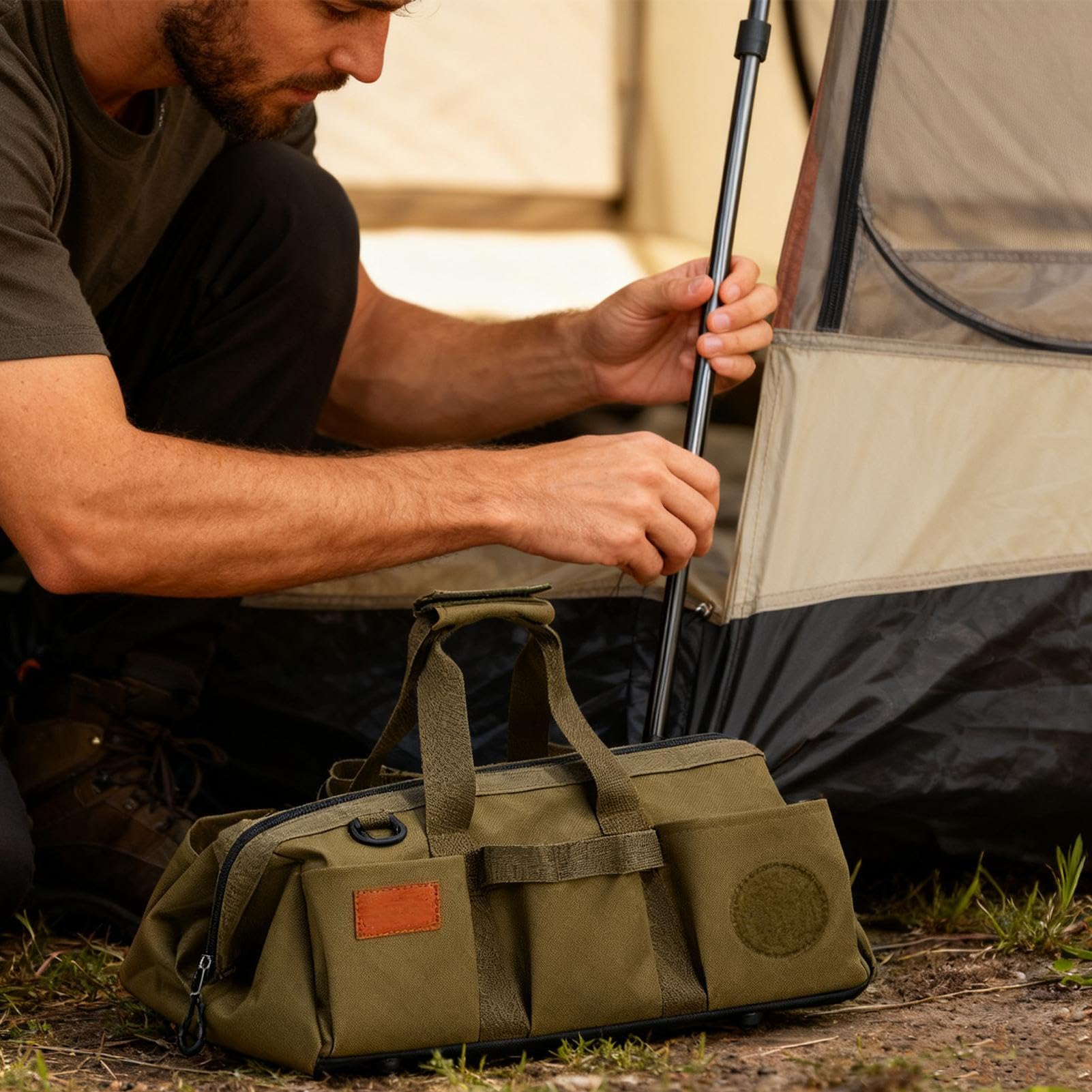 Sac À Sardines De Tente pour Camping Boîte À Piquets De Tente avec Plateau