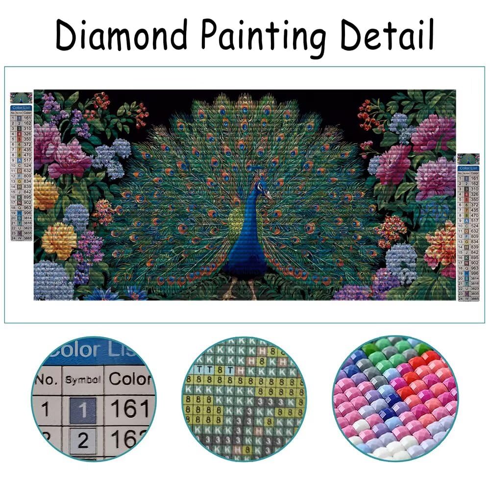 Diamentowe malowanie paw haft diamentowy duży rozmiar 60 x 120 cm diamentowy obraz kompletny zestaw, DIY diamentowe malowanie dziecko kryształ kryształ ścieg krzyżykowy ręczna aktywność dla dorosłych