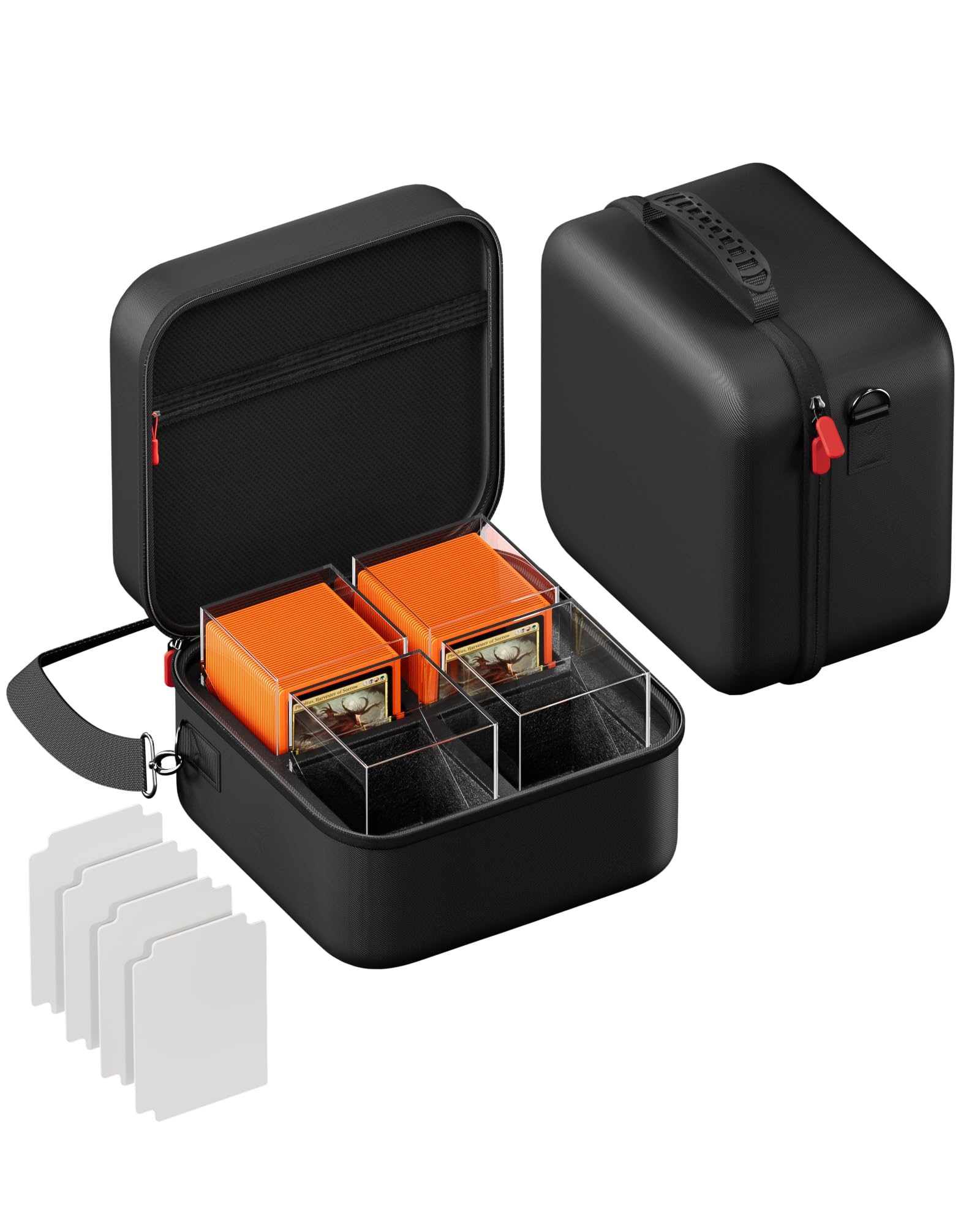 ProCase Card Deck Box with Portable Carrying Case, Acrylic Commander Deck Boxes Holds 400+ Double-Sleeved Cards with Hard Travel Organizer for MTG, TCG, YuGiOh -Black