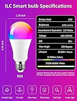 Vista 7 de ILC Bombillas inteligentes Alexa (equivalente a 120 W) compatibles con Alexa solamente, 1200 lúmenes, cambio de color, temperatura