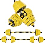Soozier 44lbs/55lbs/66lbs Adjustable Bar and Dumbbell Set with Bar, Plate Clamp for Strength Training, Full Body Training, Strength Training, Home Sports Space, Ergonomic Exercise