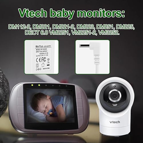 Miniatura 6 de para VTech Baby Monitor Fuente de alimentación para VTech DM221 DM221-2 DM223 Audio de sonido Baby Monitor Cargador Adaptador de corriente