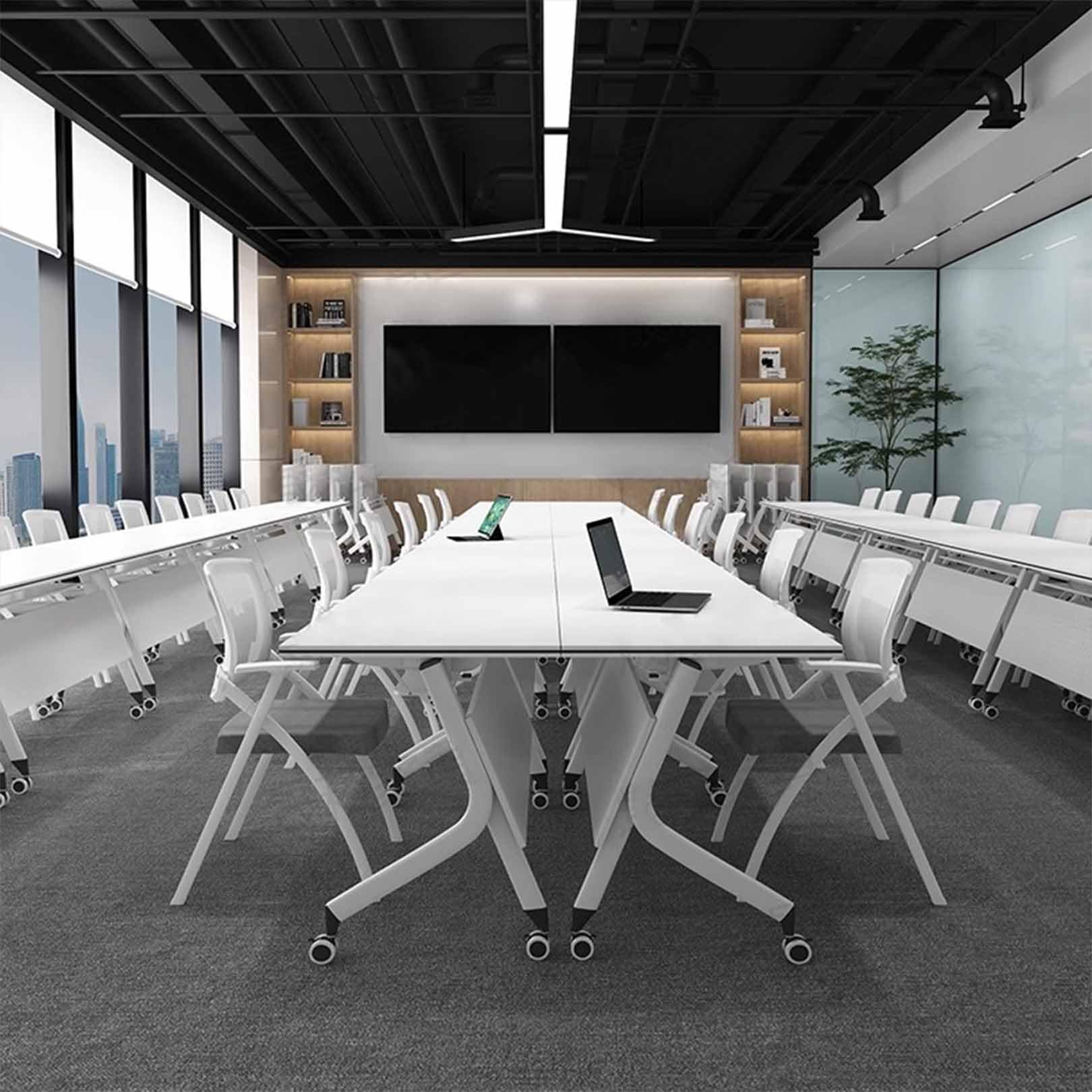 Table de réunion à pliage rapide avec roulettes verrouillables pour bureau, séminaire et utilisation collaborative