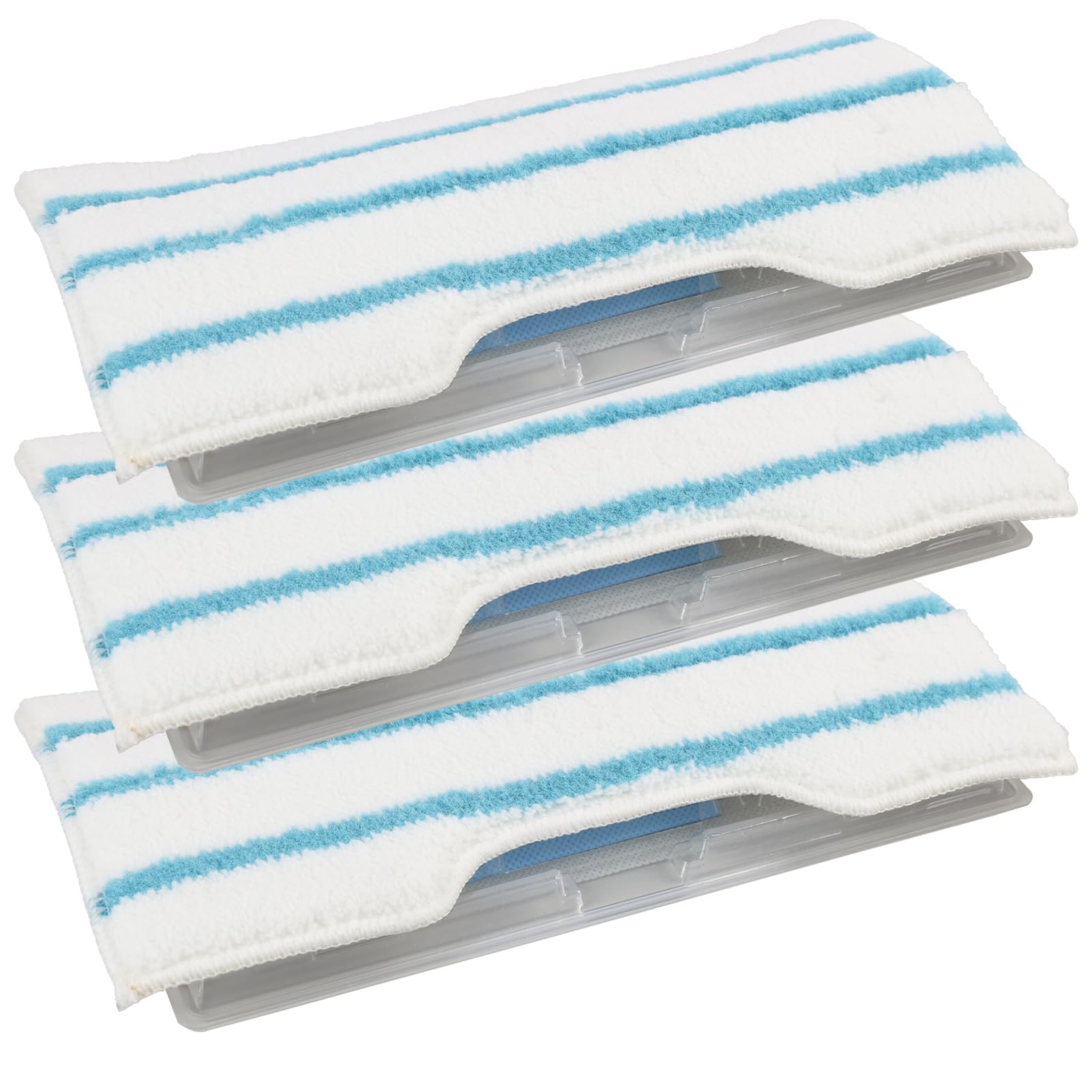 Cateye Blue White 3 Sets Reusable Pad Refills Compatible With Shark Vacmop Vm252, Vm250, Vm205, Vm190, Vc205, Qm250 Vacuum Spray Mop, Washable Microfiber Mop Pads, Vacuum Replacement Pads With Dirt Chamber,