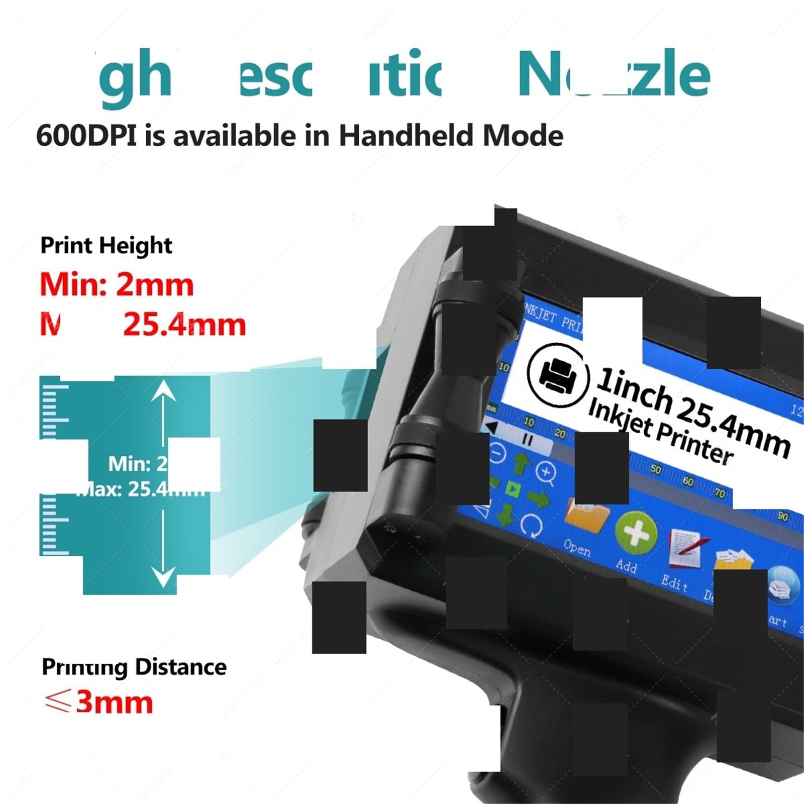 Etichetta con data di scadenza e altezza di stampa di 25,4 mm, stampante a getto d'inchiostro termico portatile con inchiostro a cartuccia a colori Per principianti fai da te