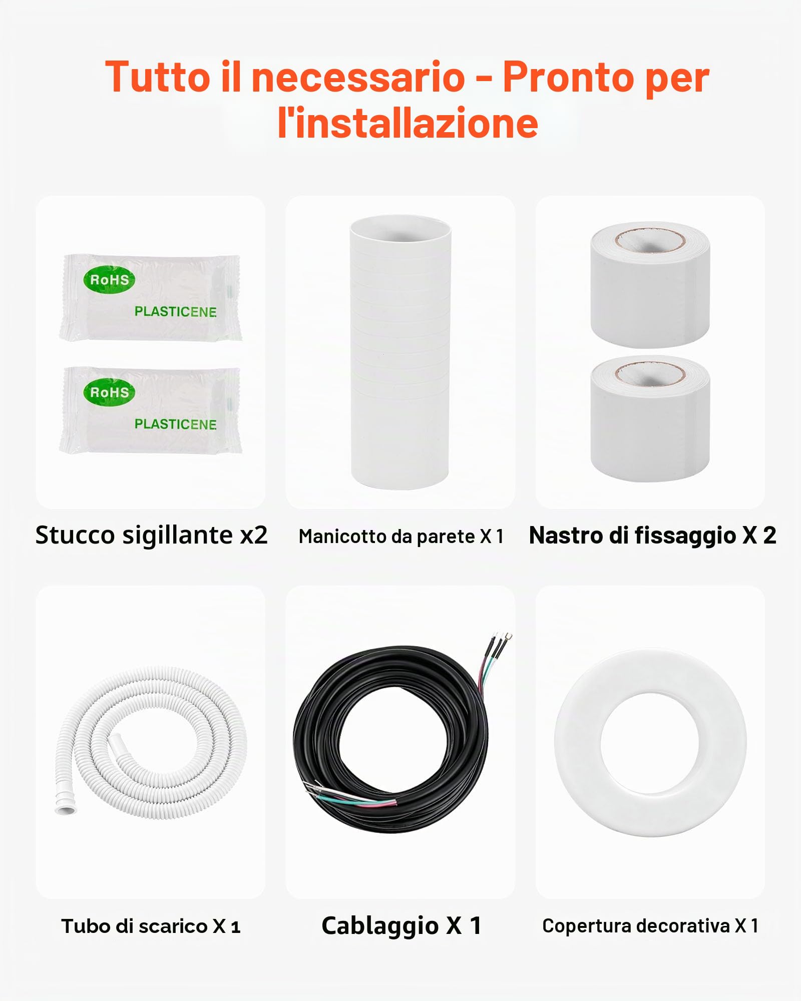 VEVOR Set di Tubi Mini Split da 15,2 m Tubo in Rame per Aria Condizionata con Diametro Esterno di 9,5 e 15,9 mm, Raccordi di Qualità Elevata, per Sistemi di Condizionamento Aria Mini Split HVAC