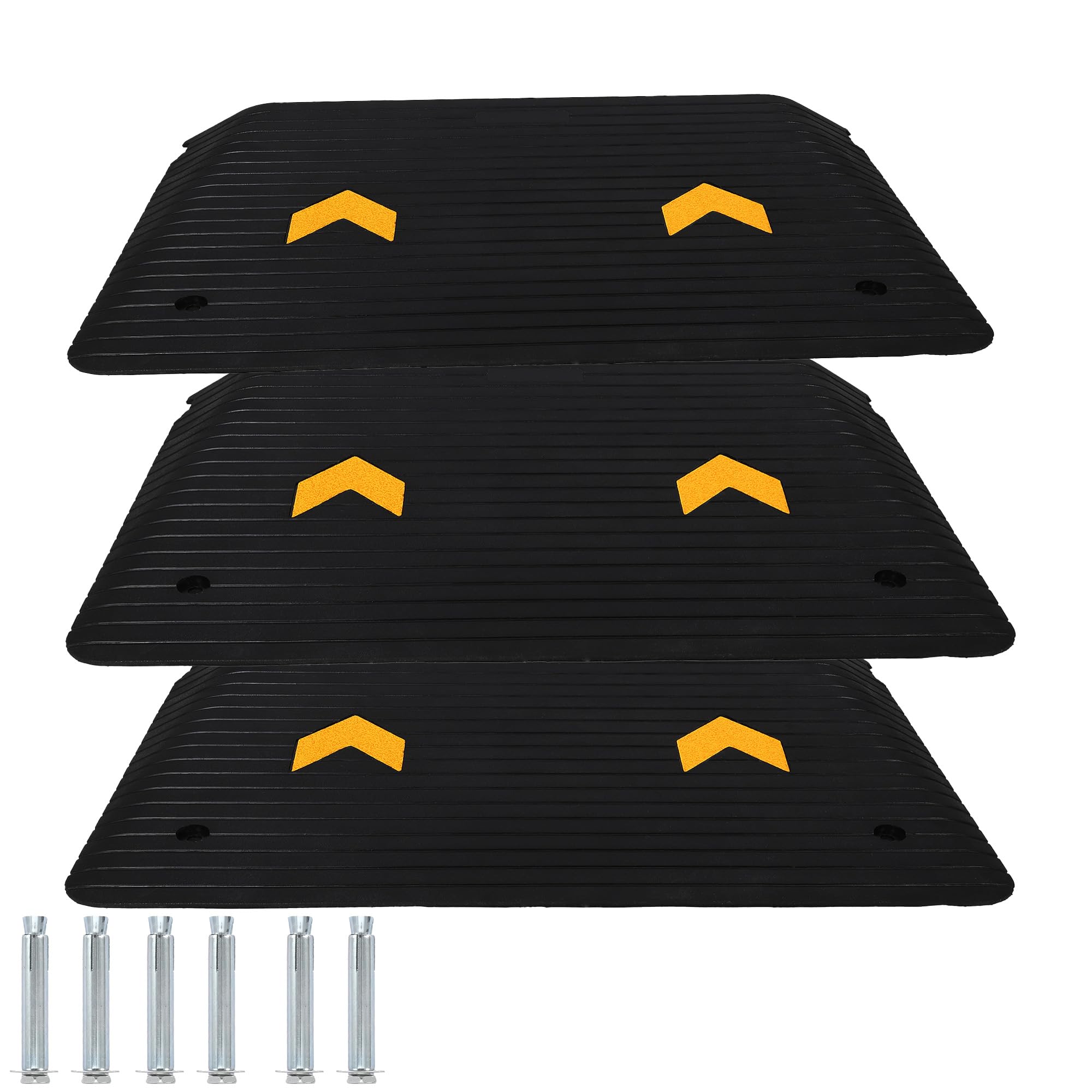 Photo 1 of 3 Pack Rubber Threshold Ramp 4" Rise, 33069LBS Capacity Portable Wheelchair Ramp with Channel Cord Cover, All-Weather Non-Slip Surface for Doorways, Steps, Cars & Pets (35.5"x24")