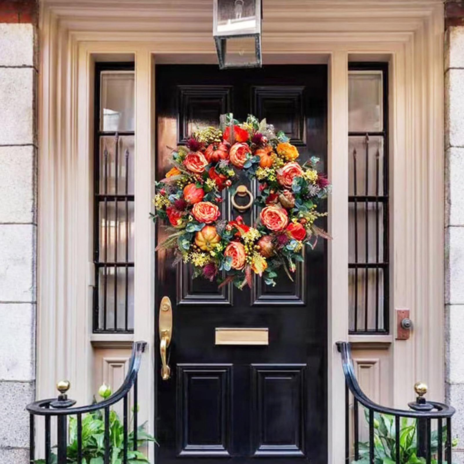 Ghirlanda autunnale per porta d'ingresso, 45 cm, Decorazioni Autunnali per Portico di Fattoria, Portico, Porta d'Ingresso