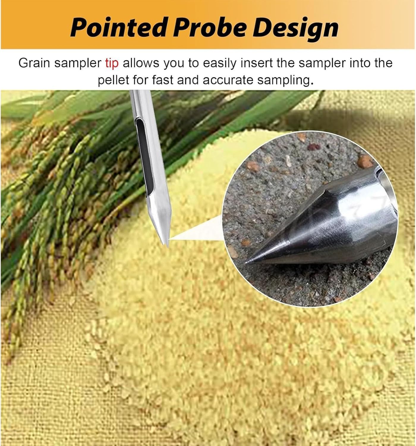 Soil Sampling Probe Tool, 25mm Tube Grain Particle Extractor, 1.2m/3.9ft Soil/Powder Sample Collector for Garden, Agriculture, and Laboratory Use