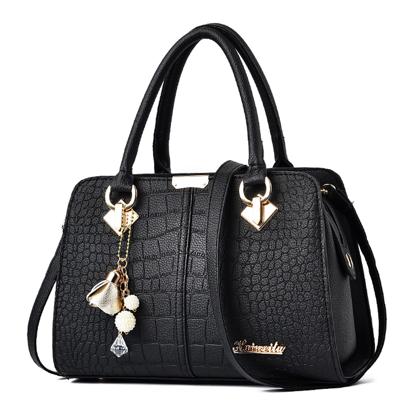 FANDARE Elegante Borsa da Donna Borsa a Mano Borsa a tracolla Spalla Borse Tote da donna Borsetta per Shopping Viaggio Partito Sacchetto Borsetta in Pelle PU Nero B