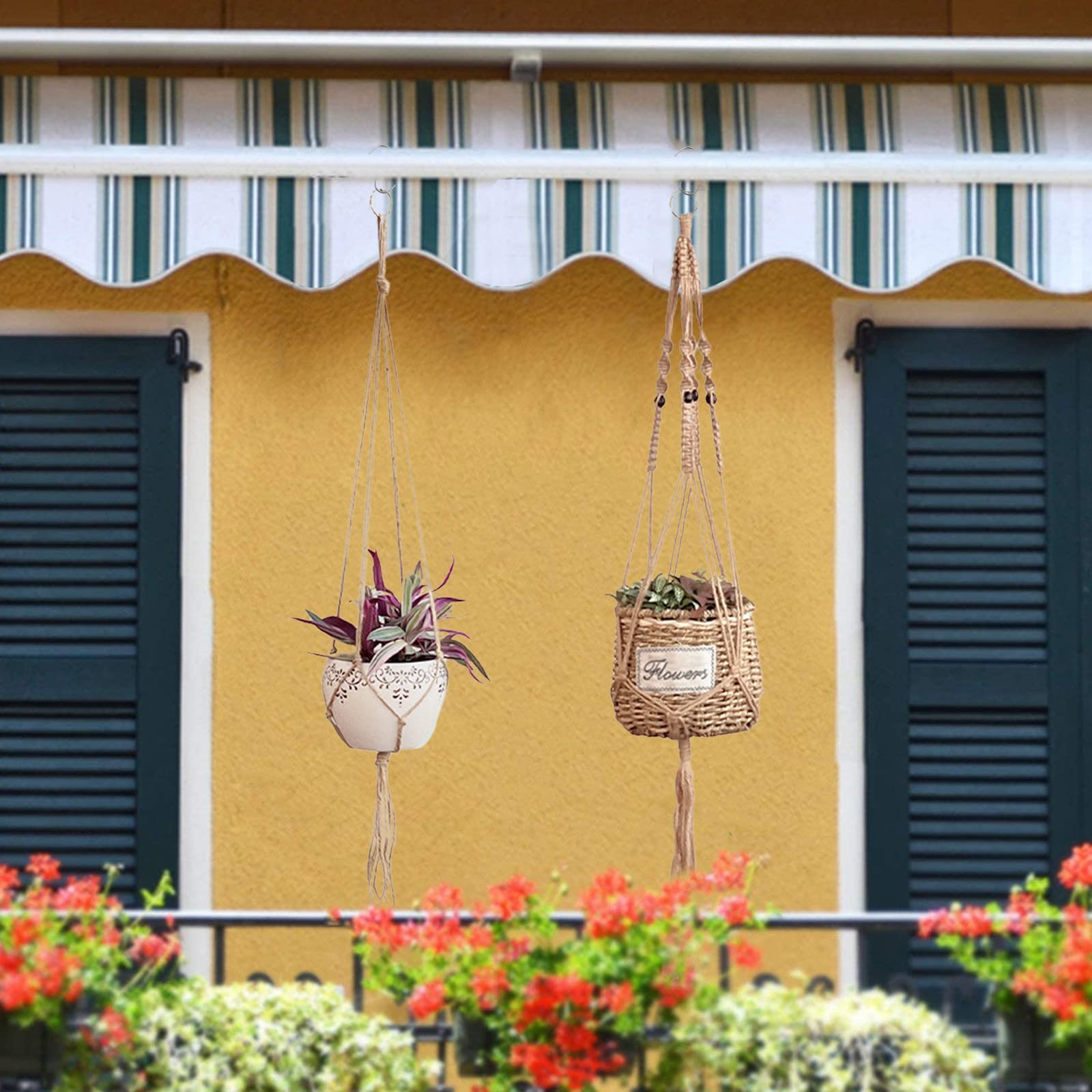 Sospese Portafiori Corda,Appesi Macrame Plant Hanger,Portafiori Corda