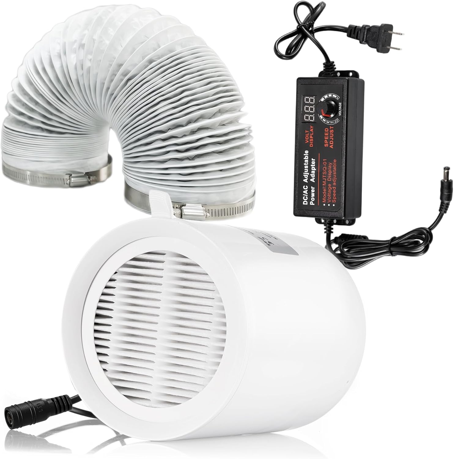 4" Fume Extractor Fan Kit, DC 12V Inline Ventilation Filter Fan w/Check Valve + Dryer Hose + Controller for 3D Printer, Grow Tent, DIY Project