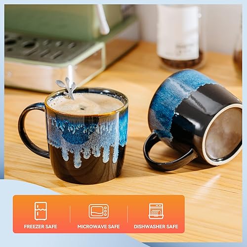 Miniatura 6 de LiveHouse Tazas de café de cerámica para hombres y mujeres juego de 2 tazas de café tazas de cerámica tazas de té divertidas para la oficina y el