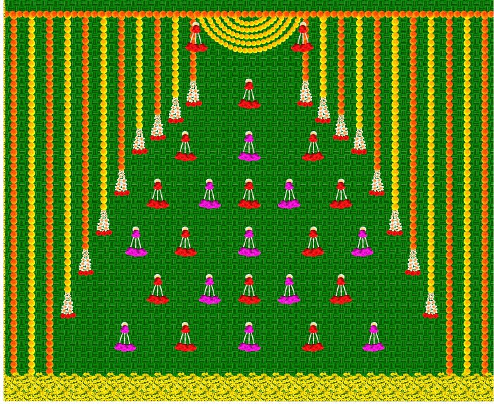 Image of Coconut backdrops Cloth for decorationss | varalakshmi Backdrop | Coconut backdrops| Pooja Backdrop Decoration Cloth (8X8 FEET) |Back Drop Cloth for Decoration | varlaxmi puja Decorations Cloths