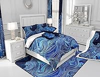 Vista 6 de jejeloiu Juego de funda de edredón de algodón con ondas japonesas, funda de edredón de olas oceánicas, 100 % algodón, tamaño Queen para olas