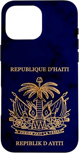 Vista 46 de iPhone 13 Pro Haití, haitiano, pasaporte de Haití, bandera de Haití. Funda