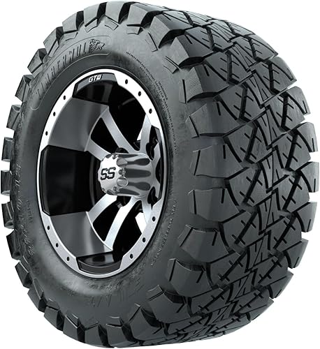 Miniatura 5 de GTW Combo de ruedas y neumáticos para carrito de golf de 12 pulgadas  Ruedas mecanizadasnegras Storm Trooper en neumáticos Timberwolf todo terreno