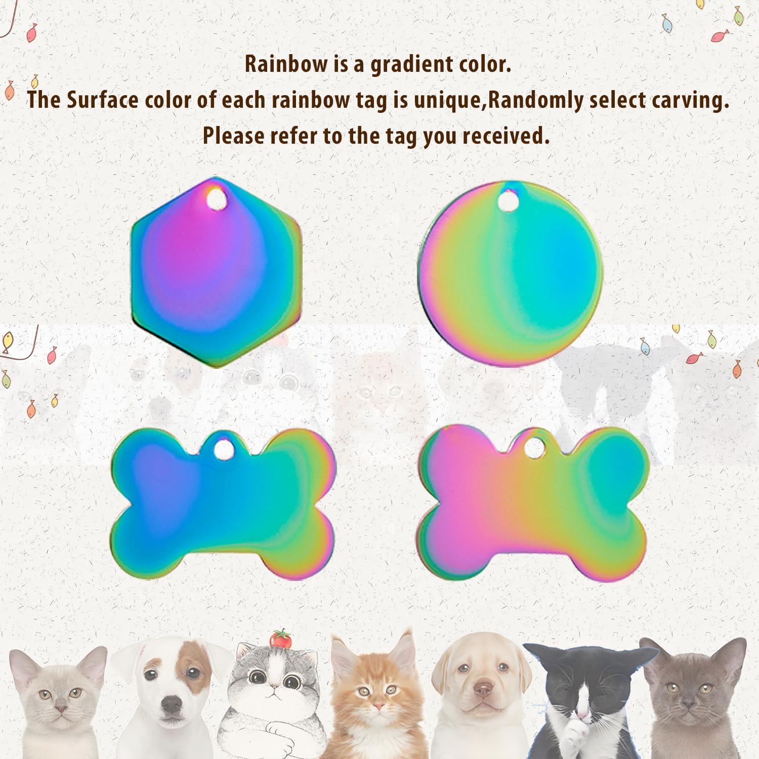 Personalized Pet ID Tags, Customizable Hexagon, Bone and Round Shapes, Multiple Designs with Mountain, Floral, and Night Sky Patterns, Stainless Steel Dog and Cat Tags (Bone) - Image 6