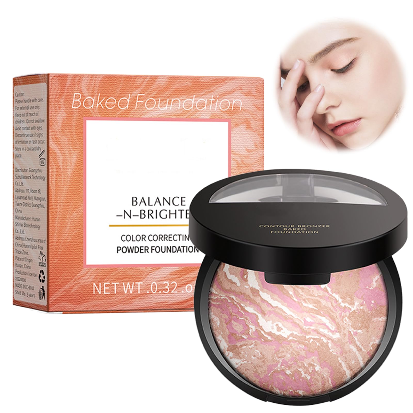 Ninnyi Baked Foundation Brighten Makeup Powder for Contour & Highlight Face Long-Lasting