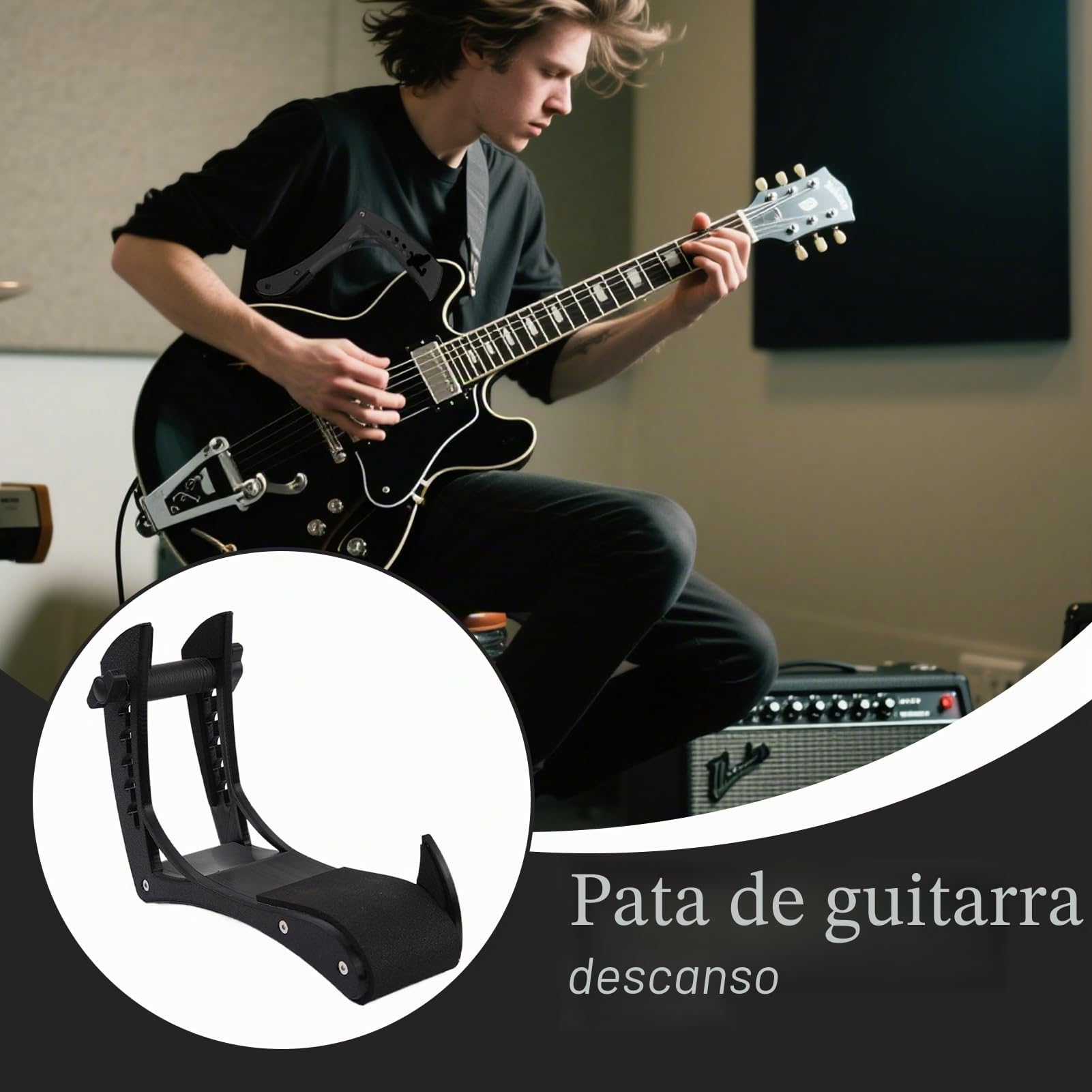 Soporte Para Guitarra | Reposapiés Ergonómico Para Guitarra Acústica - Reposapiernas Antideslizante Portátil para Guitarras Acústicas, Clásicas y Bajos para Escenario y Estudio