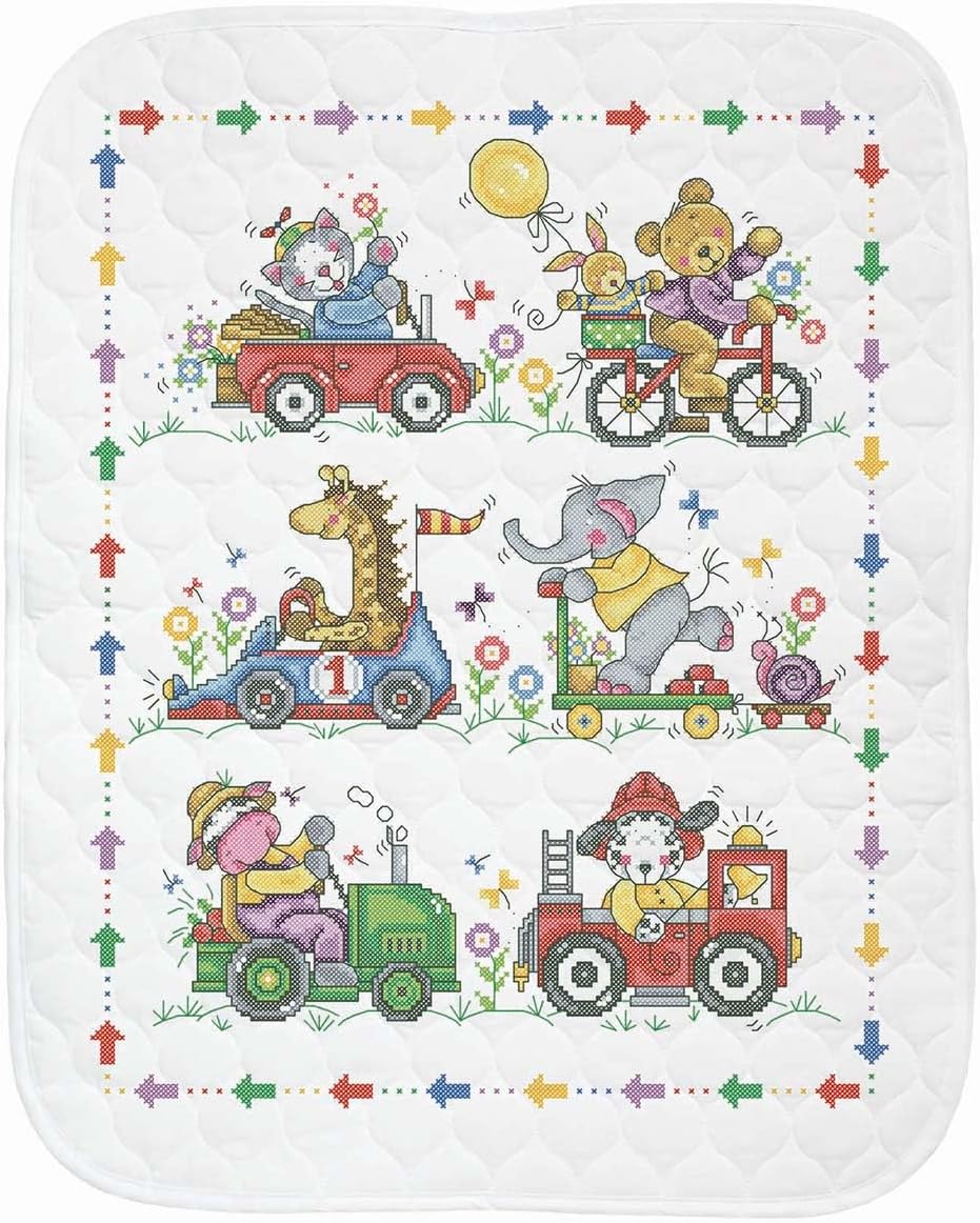 Herrschners Baby On the Move Baby Quilt Stamped Cross-Stitch