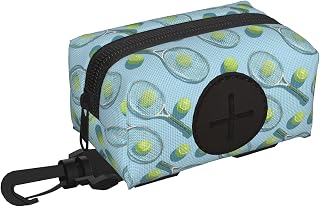 Tennis Rackets And Balls 2 Print Dog Poop Bag Holder for Leash Pet Waste Bags for Walking Outdoor Park and Travel