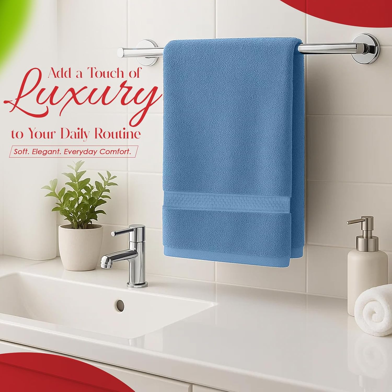 RIVERSIDE 6 Pack Premium Hand Towels Set, 16x28 inches, 100% Ring Spun Cotton, 600 GSM, Soft, Quick Dry and Highly Absorbent, Towels for Bathroom, Kitchen, Gym, Spa - M-Blue - Image 4