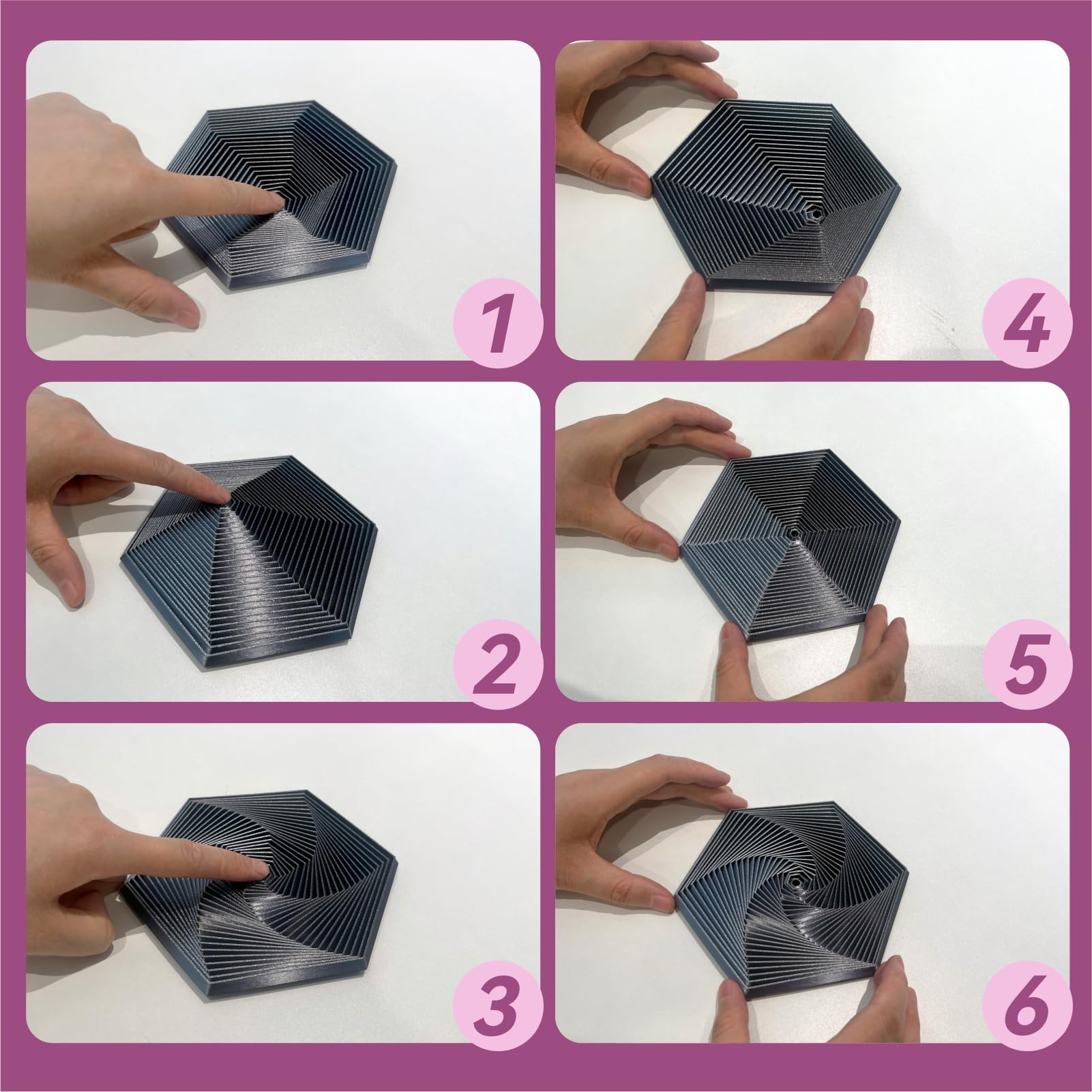Fidget Toy Fractal Hexagone 13 Cm – Impression 3D, Jouet Sensoriel Anti-stress – Pour Adultes Et Enfants - 6