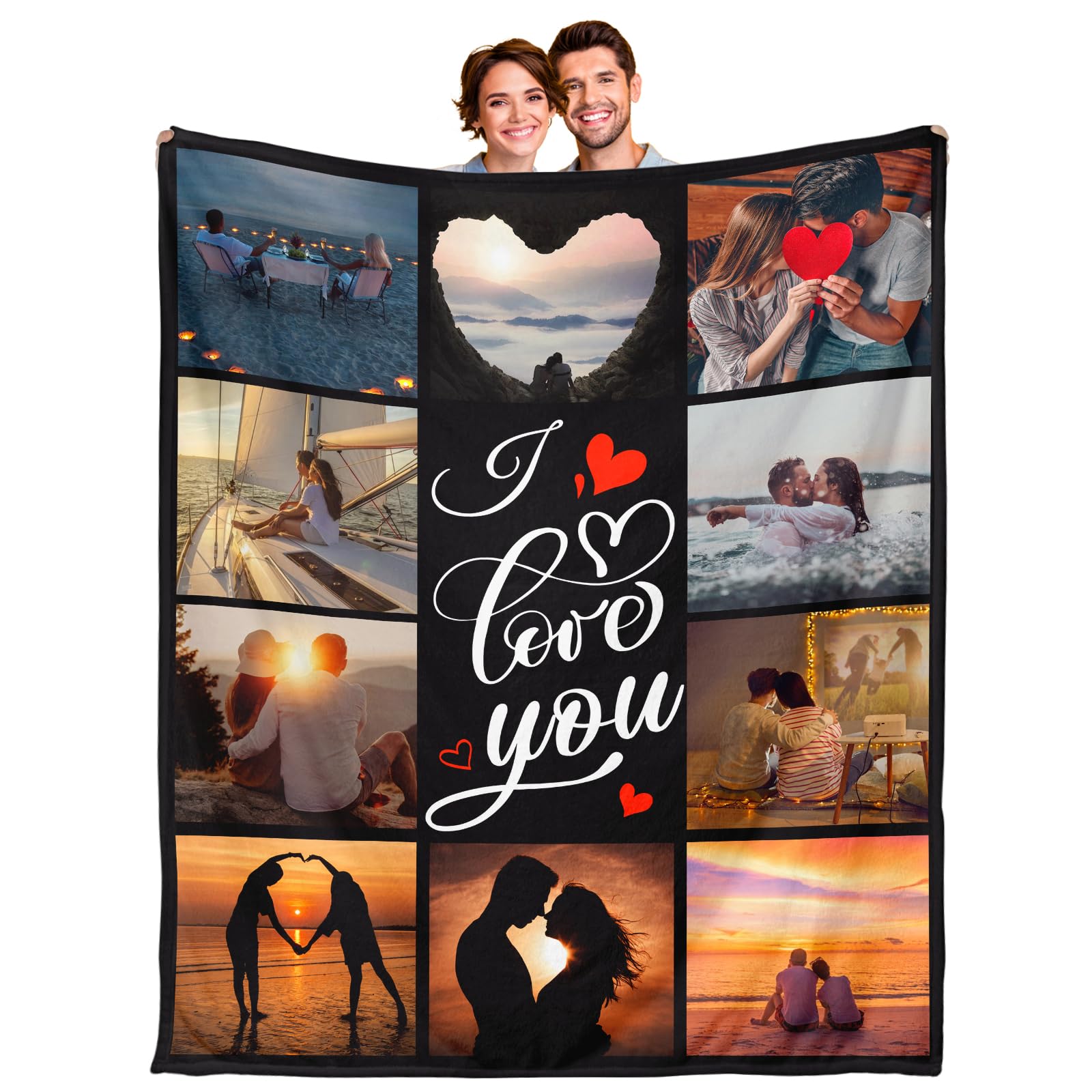 Ships Next Day, Custom Blanket with Picture Text - Printed in USA Personalized Photo Throw Blanket Customized Christmas Birthday Customizable Gifts