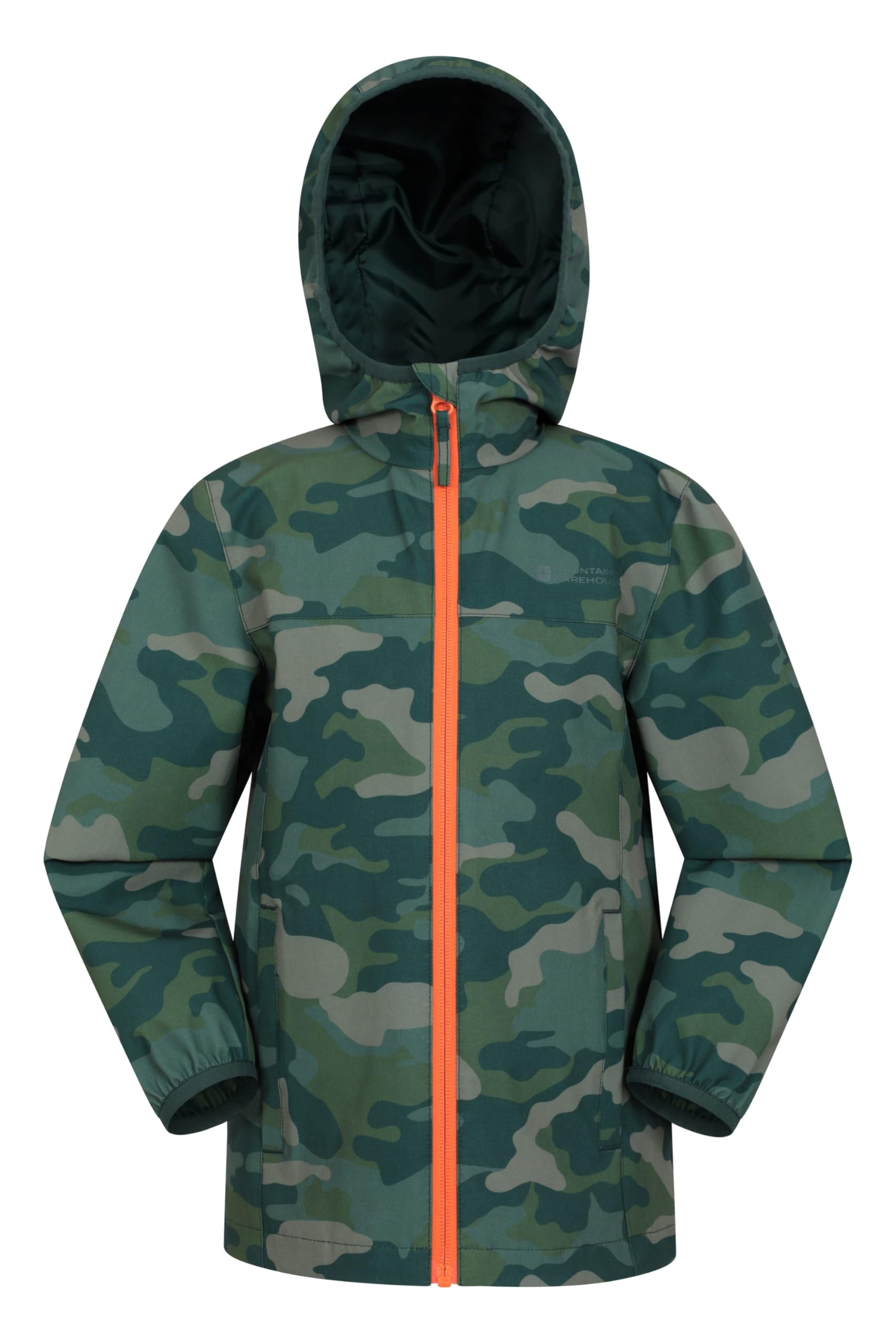 Mountain Warehouse Boys Green Kids Camo Water Resistant Jacket - Water-Resistant, Breathable, Stretch Cuff, & Girls Coat - Spring Wet Weather, Walking, Outdoors & Camping Kids Size 7-8 Years