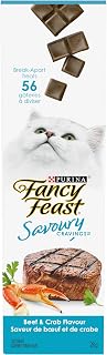 Fancy Feast Cat Treats, Savoury Cravings Beef & Crab Flavour - 28 g Tub (20 Pack)
