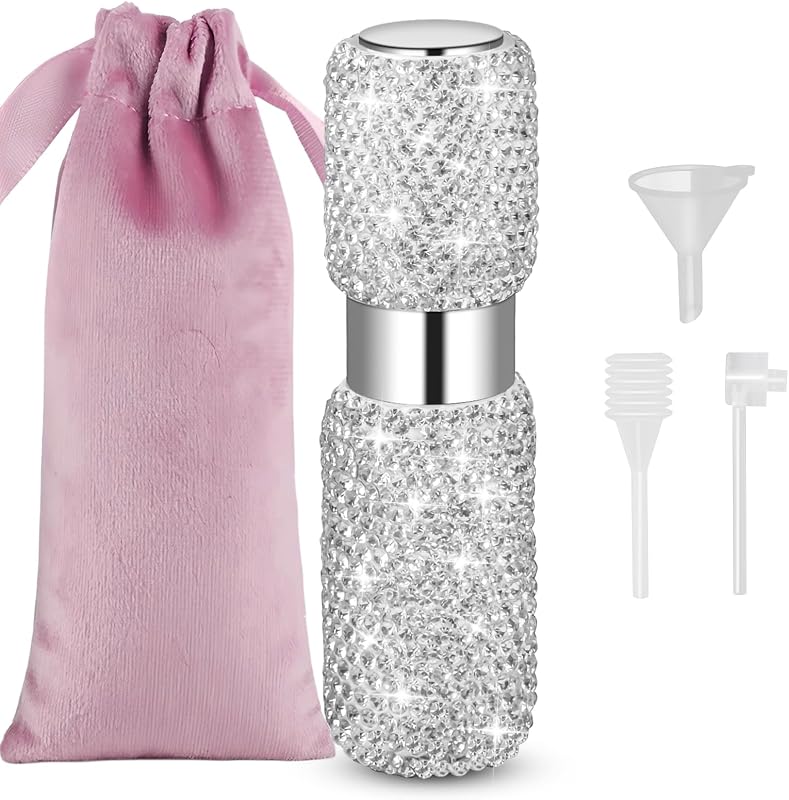 Frasco borrifador recarregável Shyshining para perfume, 8 mL, prata, modelo S108-2, pacote com 2