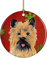 Vista 5 de Caroline's Treasures Dachshund copos de nieve rojos y verdes, adorno de cerámica de Navidad para colgar en el árbol de Navidad, decoración